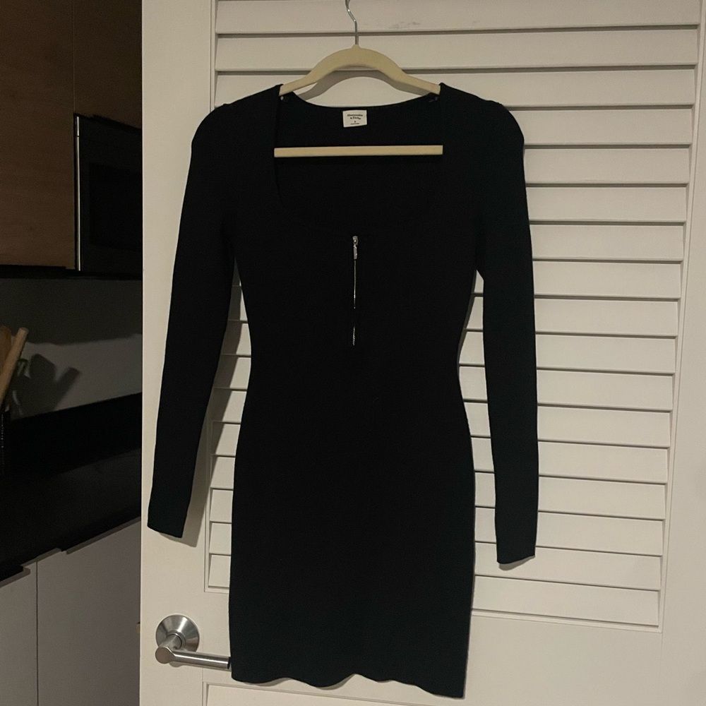 Abercrombie & Fitch Black Bodycon Long Sleeve Dress